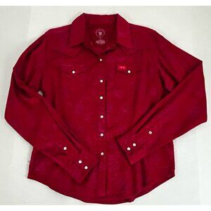 Twenty X Ultra Fit Women's Shirt M Corduroy Floral Crystal Snaps Western Cowgirl